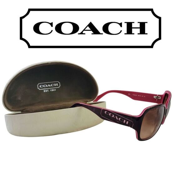 COACH L907 'Tasha' Burgundy Sunglasses w/ Case - Picture 1 of 13